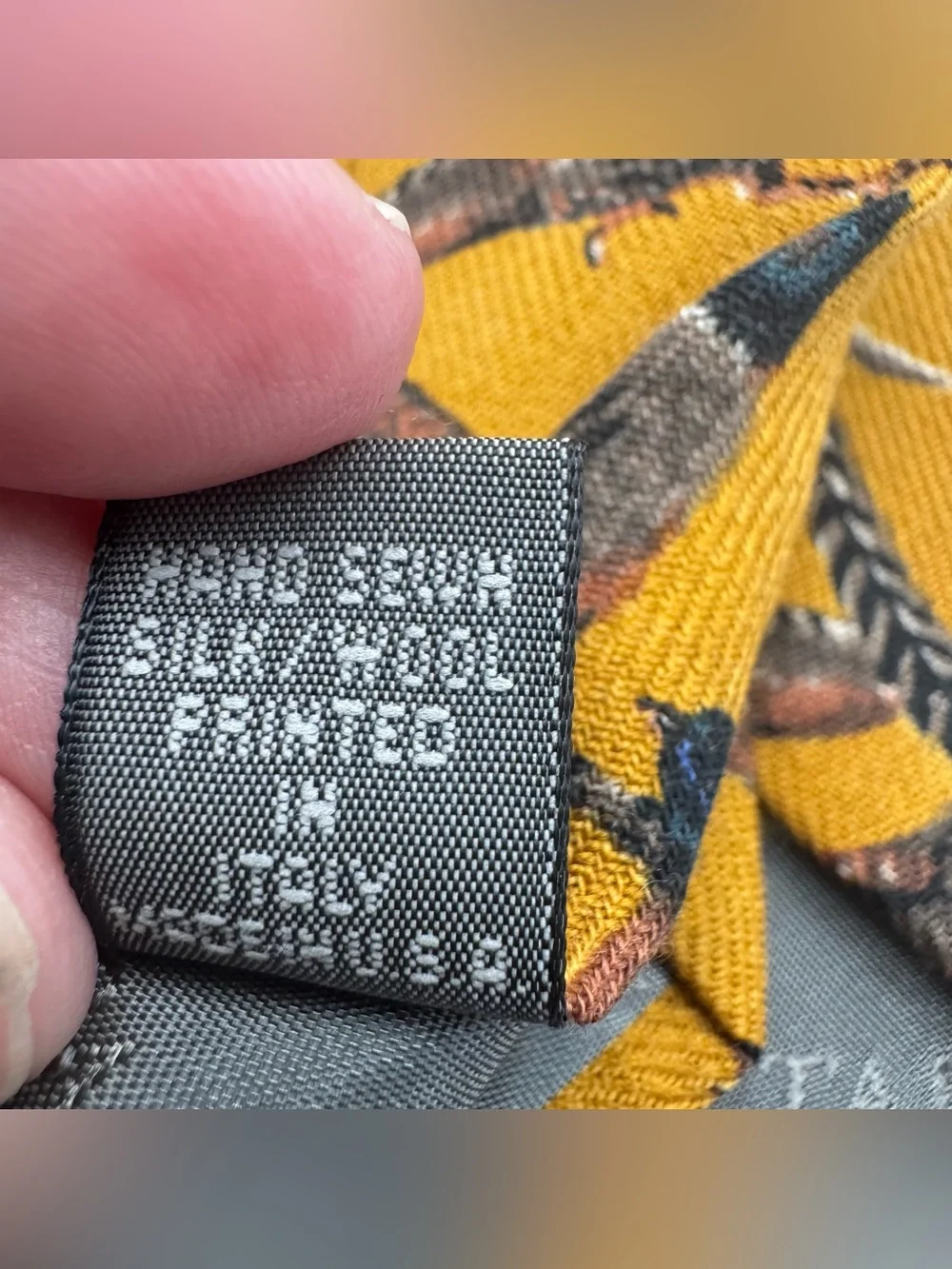 Vintage Robert Talbott Pheasant Necktie Mustard Gold Silk Wool Blend Hunting USA